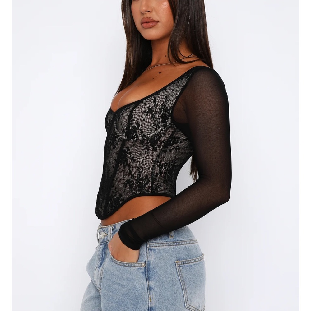White Fox Boutique Black Lace Bodysuit - Picture 2 of 5